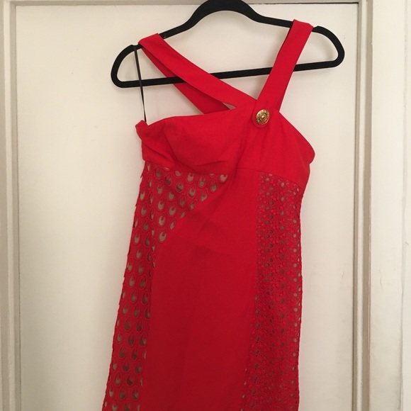 Versace for H&M Red Silk Mini Dress size 6 - Picture 5 of 8